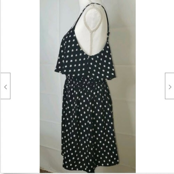 Elle Dress M Spaghetti Straps Black White Mini - Picture 3 of 7